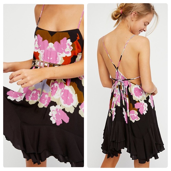 Free People Dresses & Skirts - Free People Sweet Lucy Mini Dress Floral Coal NWT